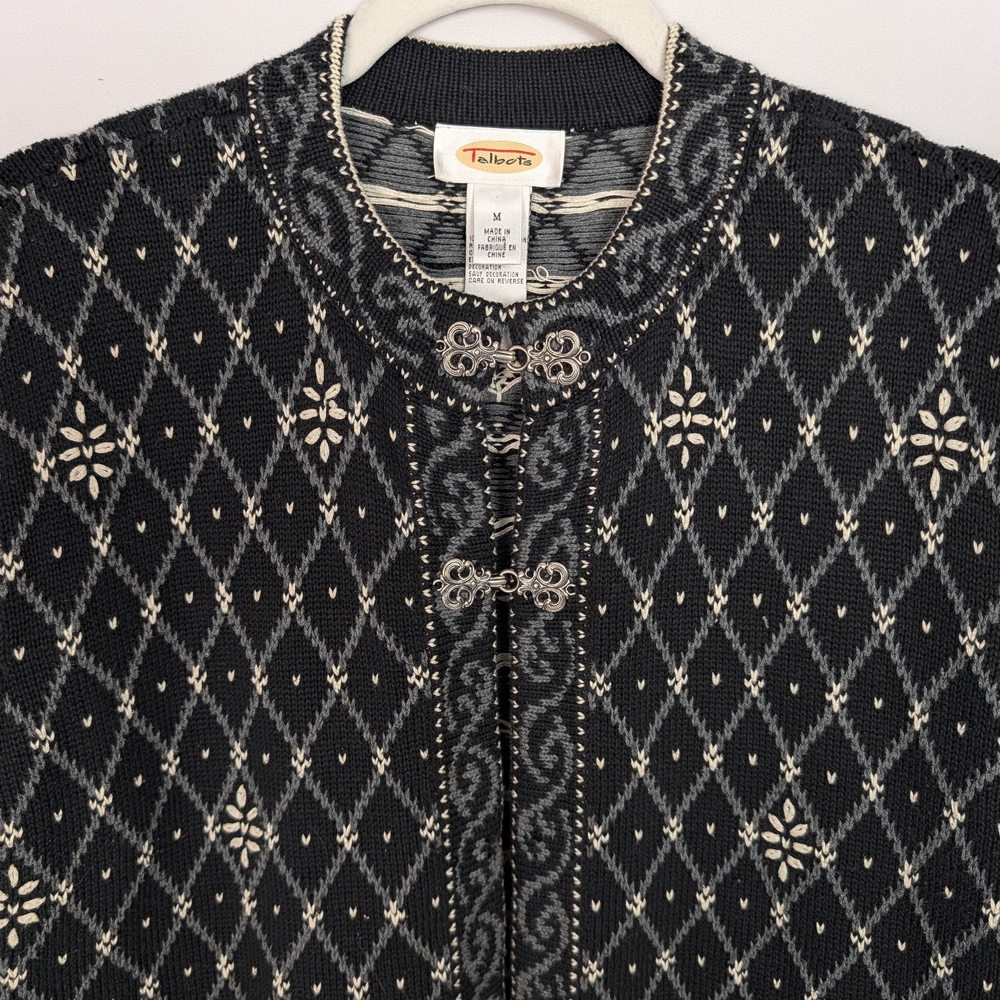 Talbots Nordic Fair Isle Knit Cardigan M - Picture 3 of 9